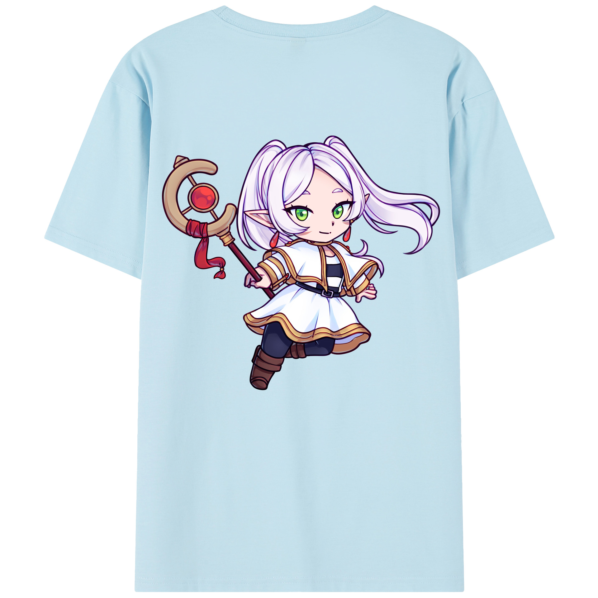 （画像用） 葬送のフリーレン Frieren 綿100％半袖Tシャツ（背面プリント）